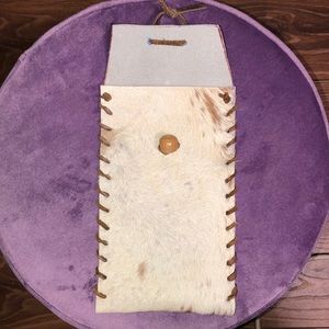 Handmade Leather Wallet Pouch w/Wooden Bead Latch